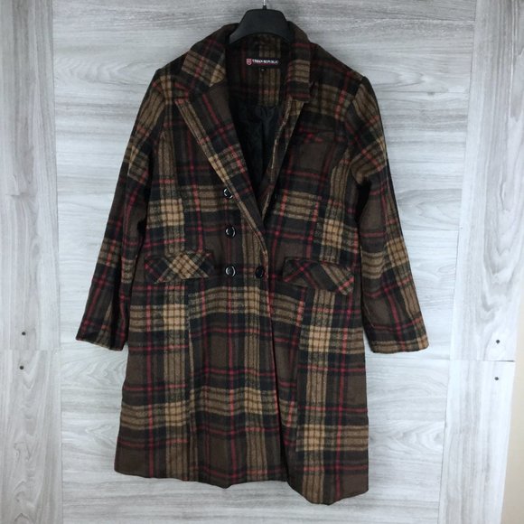 Urban Republic Jackets & Blazers - Urban Republic Fleece Plaid Blazer Trench Coat